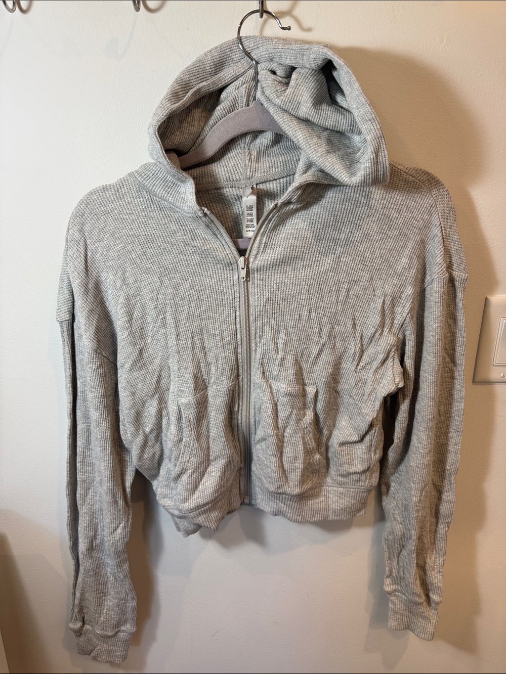 SKIMS Light Gray Ribbed Zip Hoodie